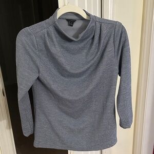 Ann Taylor Sparkle Gray Long Sleeve Top